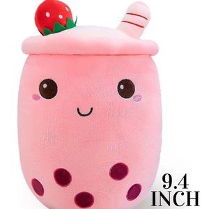 Cute Boba Tea Plush Stuffed Bubble Tea Plushie Cartoon Soft Strawberry Milk Tea